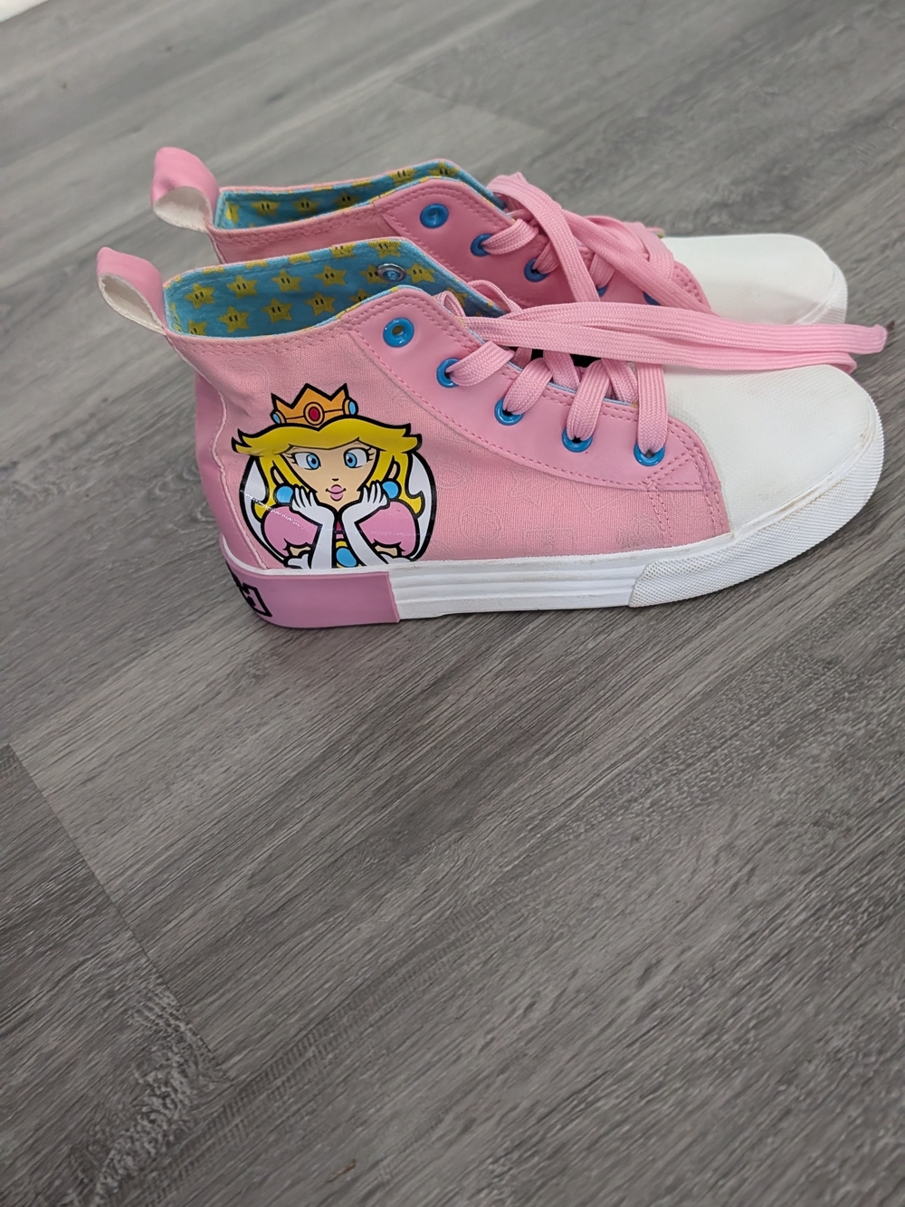 Girls Pink Princess High-Top Canvas Sneakers